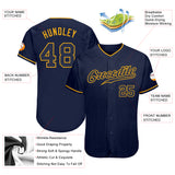 Custom Navy Navy-Gold Authentic Baseball Jersey