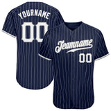 Custom Navy White Pinstripe White-Gray Authentic Baseball Jersey