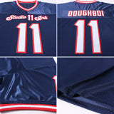 Custom Navy White-Red Mesh Authentic Throwback Football Jersey