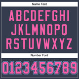 Custom Navy Pink-Light Blue Mesh Authentic Football Jersey