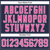 Custom Navy Pink-White Authentic Sleeveless Baseball Jersey