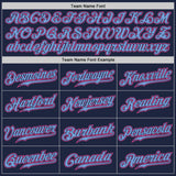 Custom Navy Pink-Light Blue Authentic Baseball Jersey