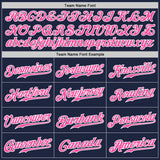 Custom Navy White Pinstripe Pink-White Authentic Baseball Jersey