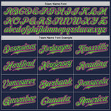 Custom Navy White Pinstripe Pink-Neon Green Authentic Baseball Jersey
