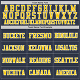 Custom Navy Gold-White Mesh Authentic Throwback Football Jersey