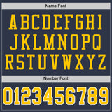 Custom Navy Gold-White Mesh Authentic Throwback Football Jersey