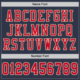 Custom Navy Red-Cream Mesh Authentic Throwback Football Jersey