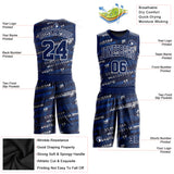 Custom Navy Navy-Royal Round Neck Sublimation Basketball Suit Jersey