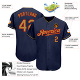 Custom Navy Old Gold-Red Authentic Baseball Jersey