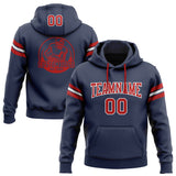 Custom Stitched Navy Red-White Football Pullover Sweatshirt Hoodie