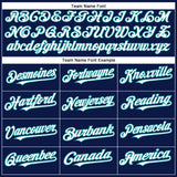 Custom Navy White-Teal Authentic Baseball Jersey