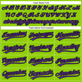 Custom Neon Green Black Pinstripe Purple Authentic Baseball Jersey
