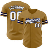 Custom Old Gold White-Navy Authentic Baseball Jersey