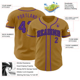 Custom Old Gold Purple-Black Authentic Baseball Jersey