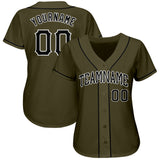 Custom Olive Black-White Authentic Salute To Service Baseball Jersey
