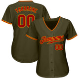 Custom Olive Red-Gold Authentic Salute To Service Baseball Jersey
