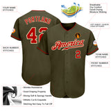 Custom Olive Red-Cream Authentic Salute To Service Baseball Jersey
