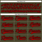Custom Olive Red-Black Salute To Service Hockey Lace Neck Jersey