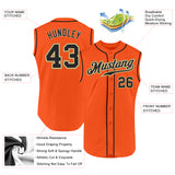 Custom Orange Black-Cream Authentic Sleeveless Baseball Jersey