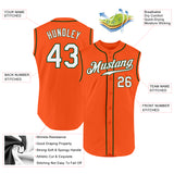 Custom Orange White-Green Authentic Sleeveless Baseball Jersey