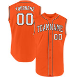Custom Orange White-Black Authentic Sleeveless Baseball Jersey