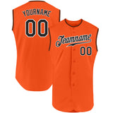 Custom Orange Black-White Authentic Sleeveless Baseball Jersey