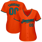 Custom Orange Teal-Black Authentic Baseball Jersey