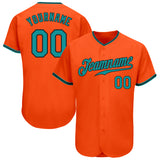 Custom Orange Teal-Black Authentic Baseball Jersey