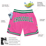 Custom Pink Kelly Green-White Authentic Throwback Basketball Shorts