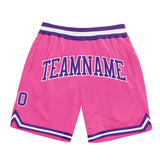 Custom Pink Purple-White Authentic Throwback Basketball Shorts