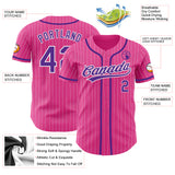Custom Pink White Pinstripe Purple Authentic Baseball Jersey