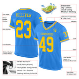 Custom Powder Blue Gold Mesh Authentic Throwback Football Jersey