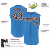 Custom Powder Blue Black-Orange Authentic Sleeveless Baseball Jersey