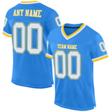 Custom Powder Blue White-Gold Mesh Authentic Throwback Football Jersey