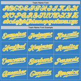 Custom Powder Blue Gold-White Authentic Baseball Jersey