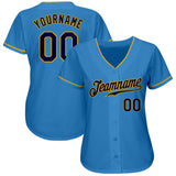 Custom Powder Blue Navy-Gold Authentic Baseball Jersey