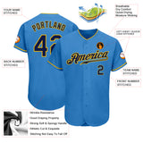 Custom Powder Blue Navy-Gold Authentic Baseball Jersey