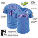 Custom Powder Blue Purple-White Authentic Baseball Jersey