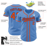 Custom Powder Blue White Pinstripe Orange-Royal Authentic Baseball Jersey
