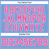 Custom Powder Blue White Pinstripe Pink Authentic Baseball Jersey