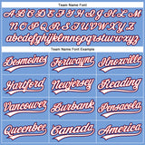Custom Powder Blue Red Pinstripe White-Royal Authentic Baseball Jersey
