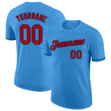 Custom Powder Blue Red-Navy Performance T-Shirt