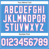 Custom Powder Blue White-Pink Performance T-Shirt