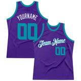 Custom Purple Teal-White Authentic Throwback Basketball Jersey