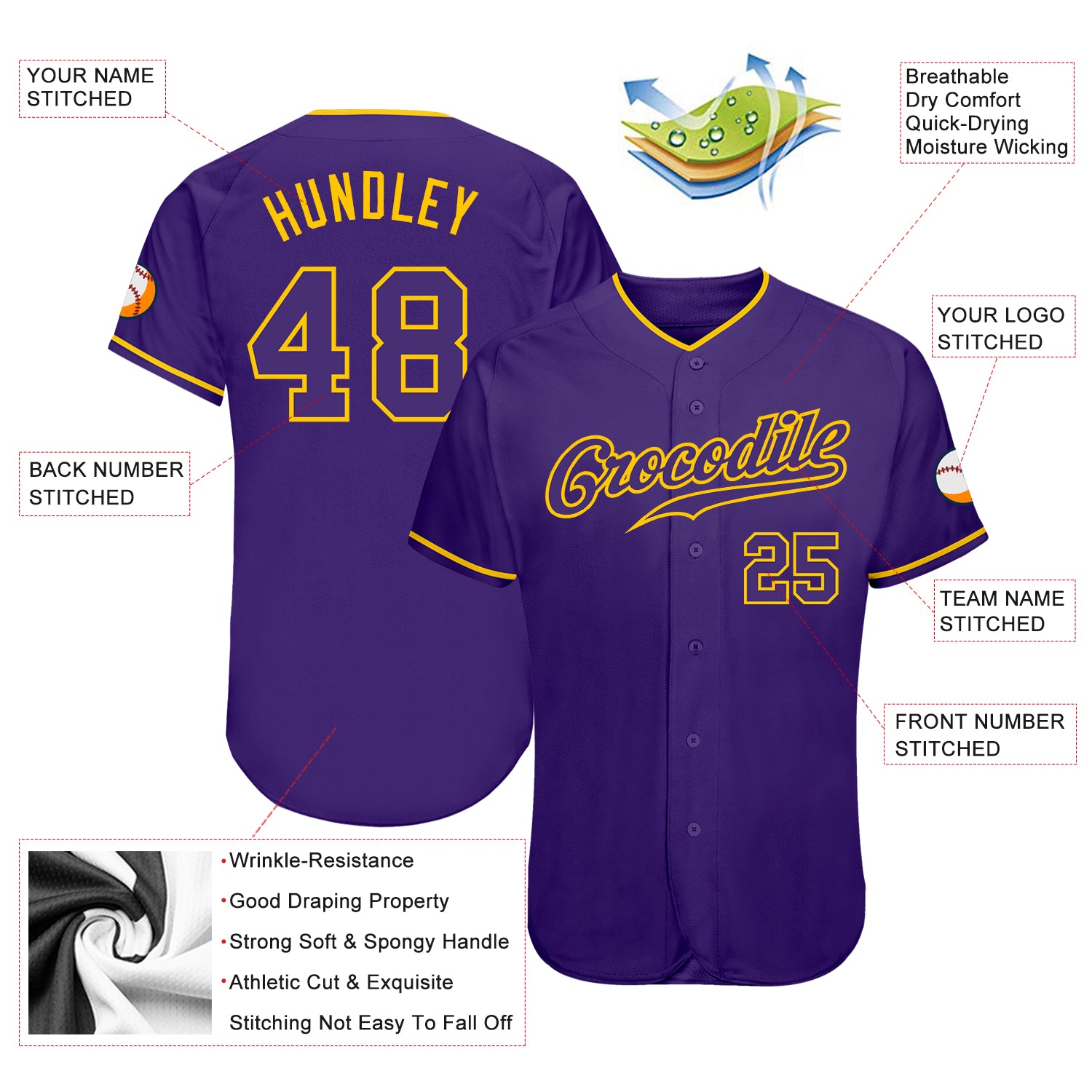Custom Purple Purple-Gold Authentic Baseball Jersey