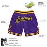Custom Purple Black Pinstripe Black-Gold Authentic Basketball Shorts