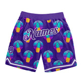 Custom Purple Purple-White 3D Pattern Design Pineapples Authentic Basketball Shorts
