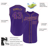 Custom Purple Purple-Old Gold Authentic Sleeveless Baseball Jersey