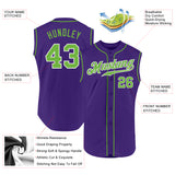 Custom Purple Neon Green-White Authentic Sleeveless Baseball Jersey