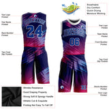Custom Purple Royal-Pink Round Neck Sublimation Basketball Suit Jersey